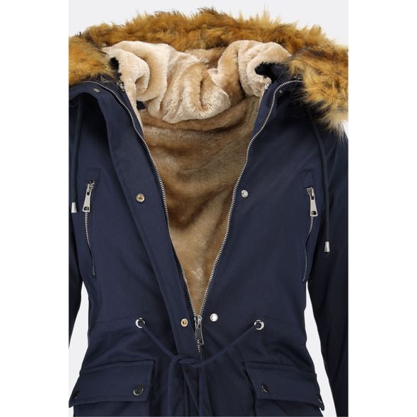 Parka s odopínateľným futrom tmavomodrá