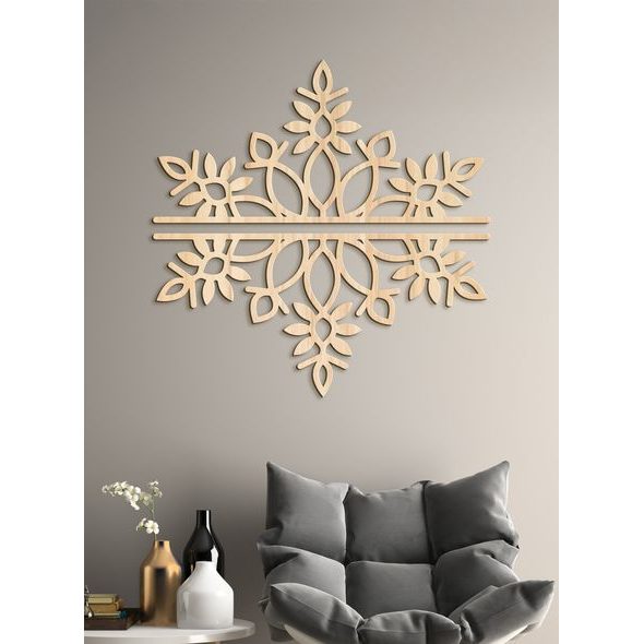 Dvoudílná dřevěná mandala SNOW