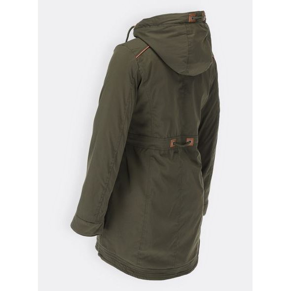 Dámska zimná bunda s kožušinovou podšívkou khaki