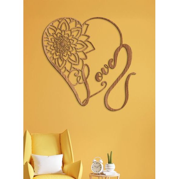 Dřevěný obrázek srdce - LOVE