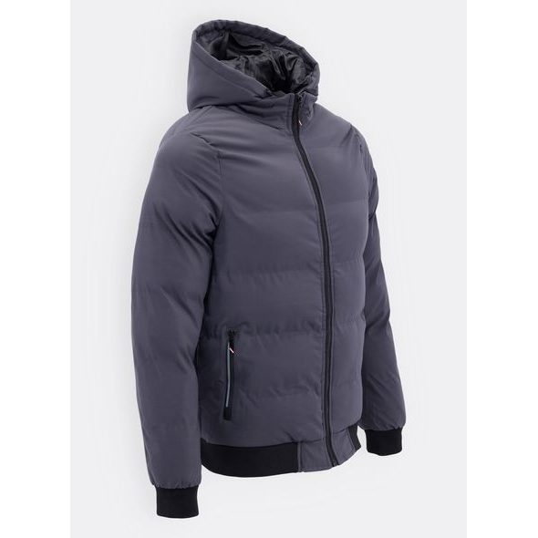 Pánská zimní bunda s kapucí grafitová