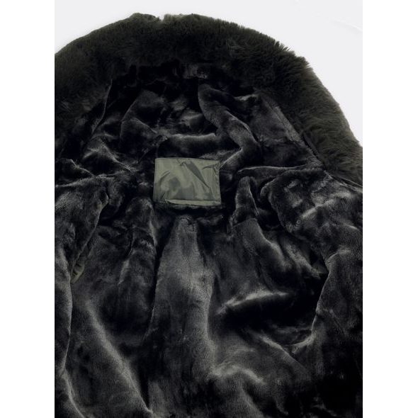 Dámská zimní bunda s kožešinou khaki