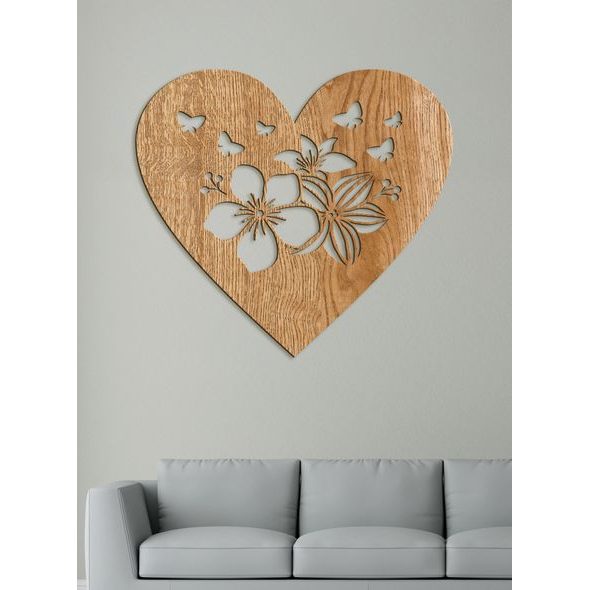 Drevený obraz Srdce plné motýľov