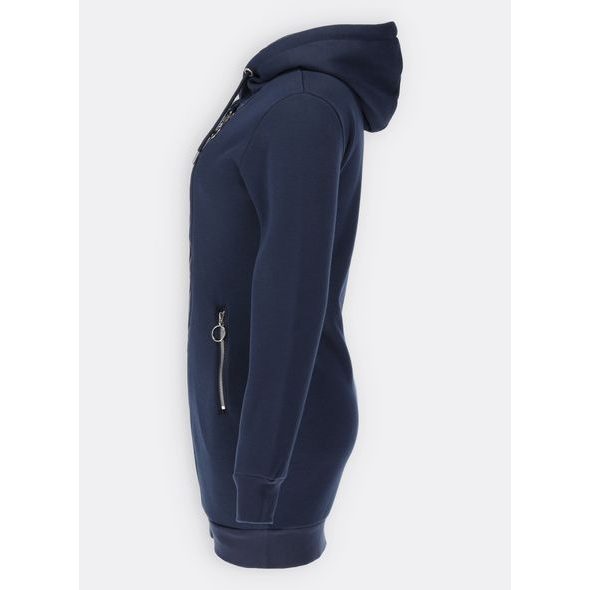 Dlhá mikina so šikmým zipsom tmavomodrá