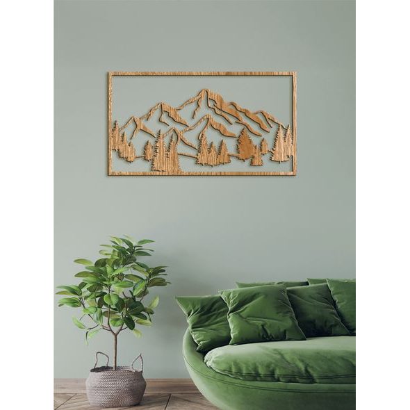 Dřevěný obraz Horská krajina