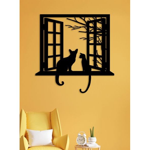 Dřevěná dekorace kočky