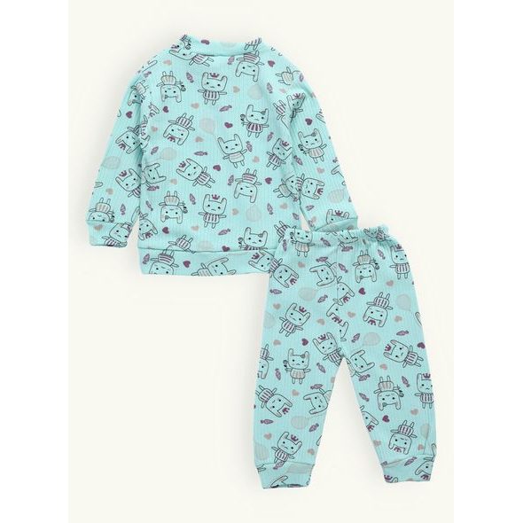 Dětské žebrované pyžamo ZAJEČKY zelené