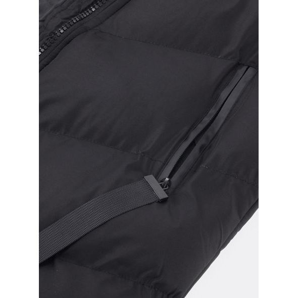 Dámská prošívaná bunda s kožešinou černá