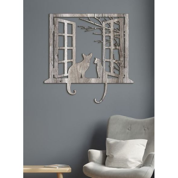 Dřevěná dekorace kočky