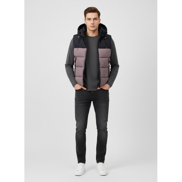 PÁNSKA PREŠÍVANÁ VESTA HNEDOSIVÁ