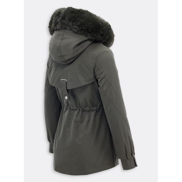 Dámská zimní bunda s kožešinou khaki