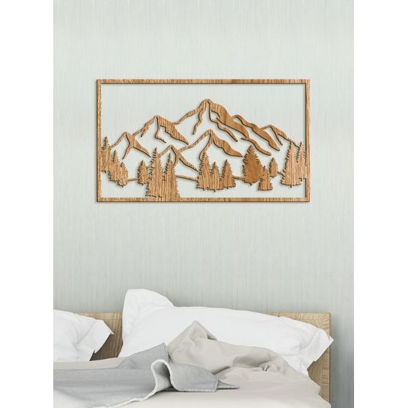 Dřevěná nástěnná malba Majestátní hory