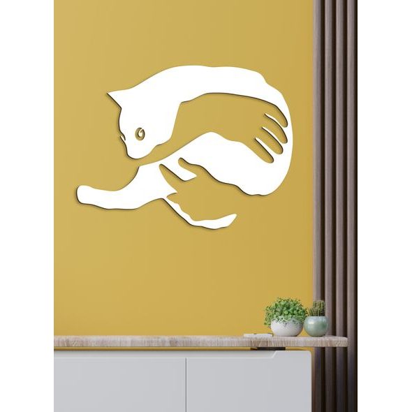 Drevený obraz na stenu mačka v náručí