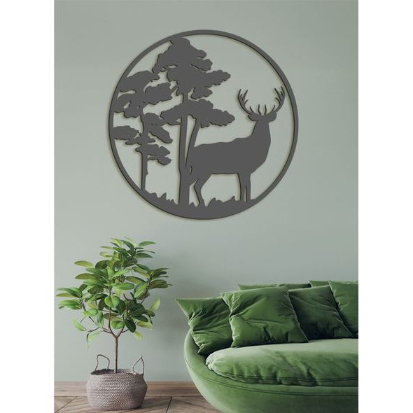 Dřevěný obraz Silueta jelena