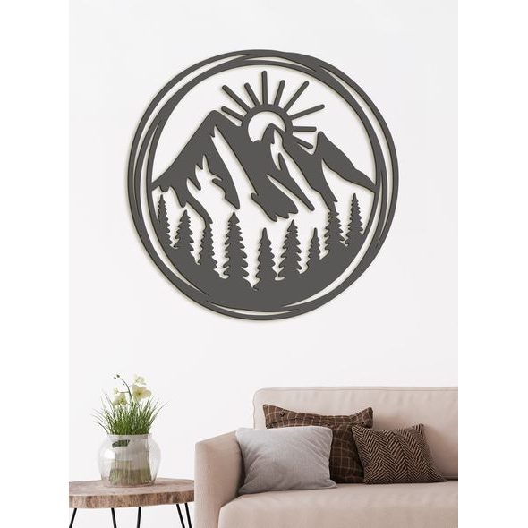 Dřevěný obraz Vycházející slunce nad horami