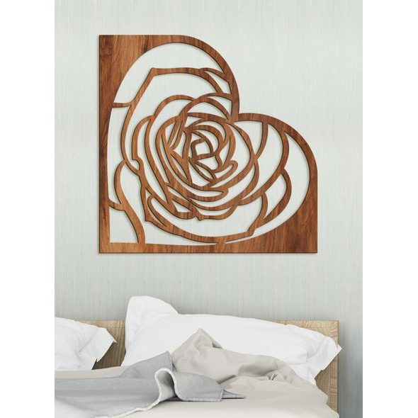 Dřevěná dekorace na zeď ROSE