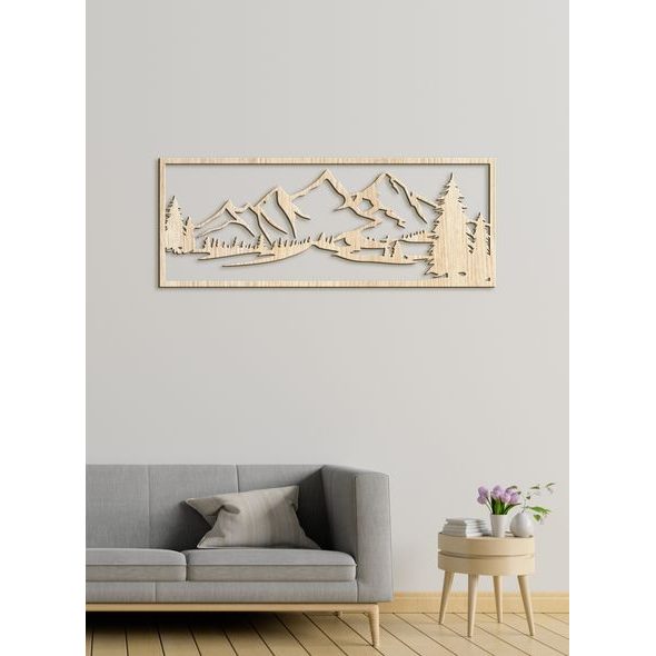 Dřevěný obraz hory