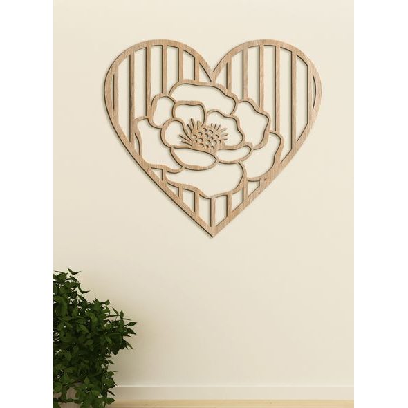 Dřevěný obrázek růže v srdci
