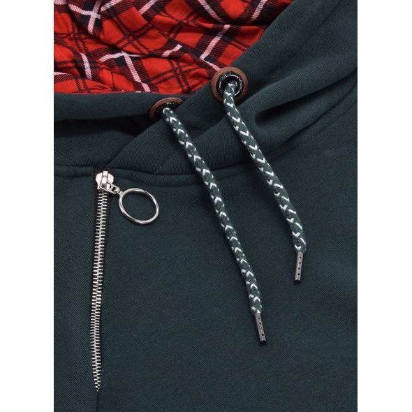 Dámská prodloužená mikina s kapucí tmavě zelená