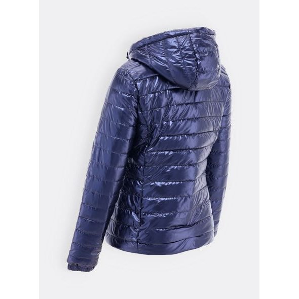 Dámska lesklá prešívaná bunda tmavomodrá