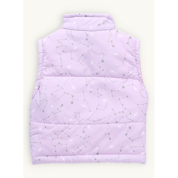 Dětská prošívaná vesta SOUHVĚZDÍ fialovo-růžová