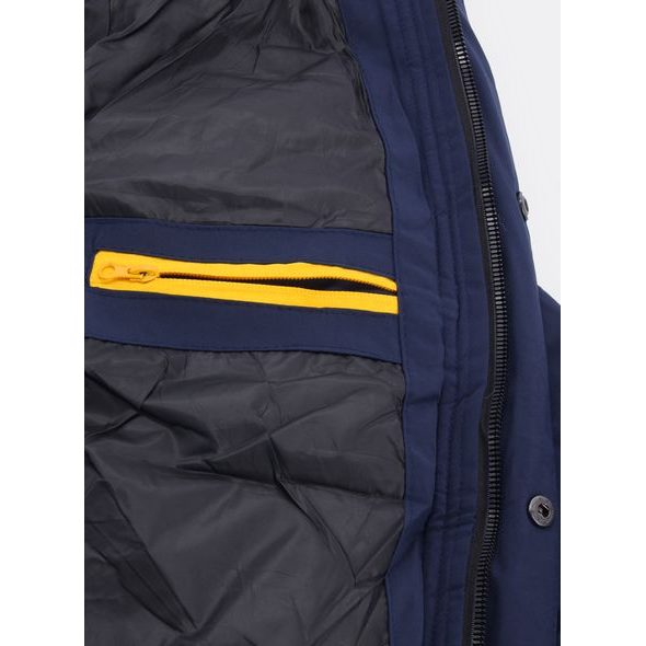 Pánská zimní bunda s kapucí tmavě modrá