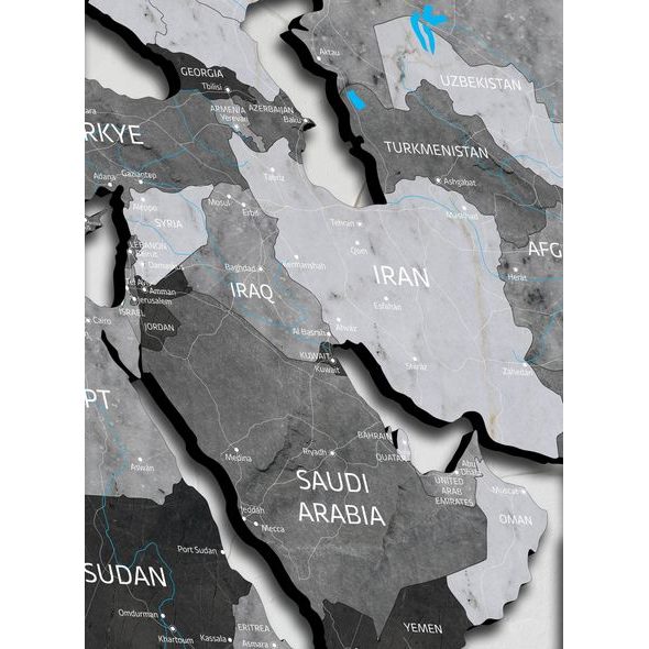 Dřevěná mapa světa Šedá