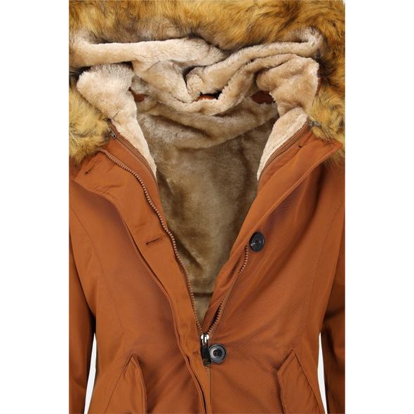 Zateplená dámská zimní bunda cihlová