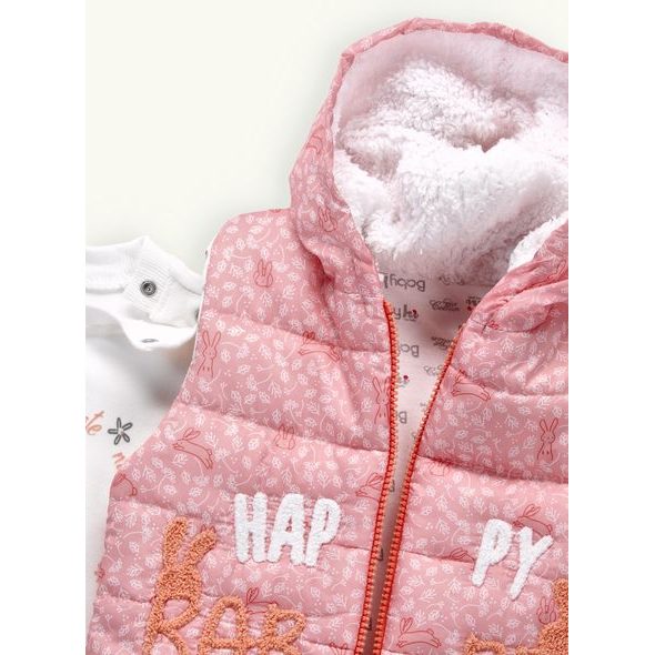 Dětská tepláková souprava ŠŤASTNÝ ZAJÍC pudrová