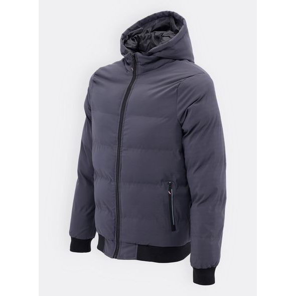 Pánská zimní bunda s kapucí grafitová