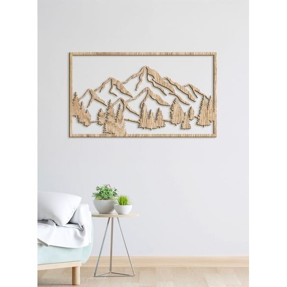 Dřevěná nástěnná malba Majestátní hory