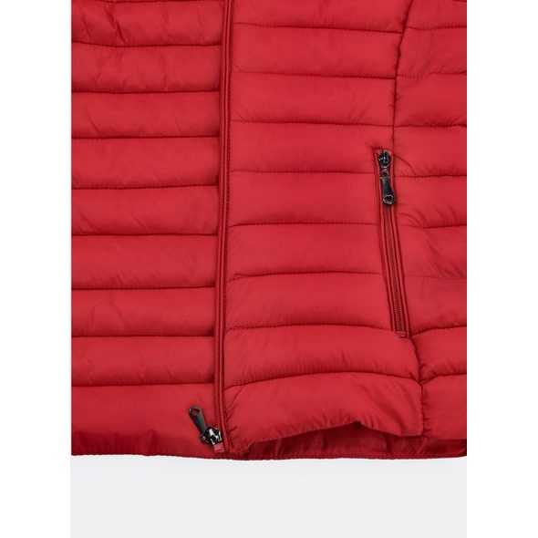 Dámska prešívaná vesta s kapucňou červená