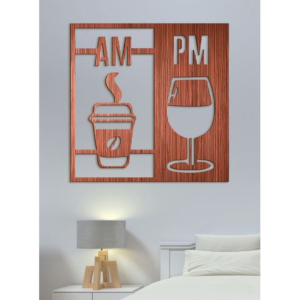 Drevená dekorácia Deň začína kávou a končí vínom