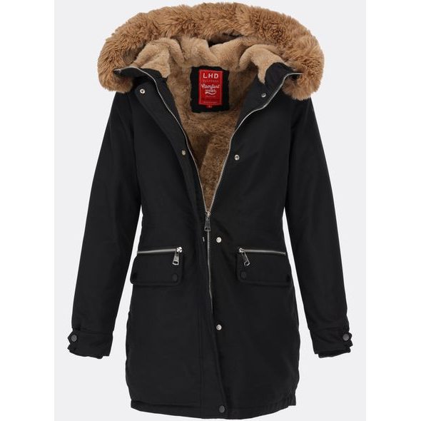 Dámska zimná bunda s kapucňou čierna