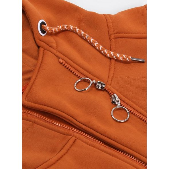 Predĺžená mikina s kapucňou tehlová