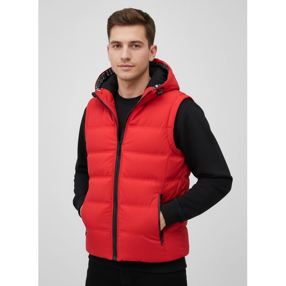 PÁNSKA PREŠÍVANÁ VESTA ČERVENÁ