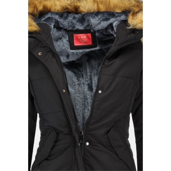 Dámska zimná bunda s kožušinovou podšívkou čierna