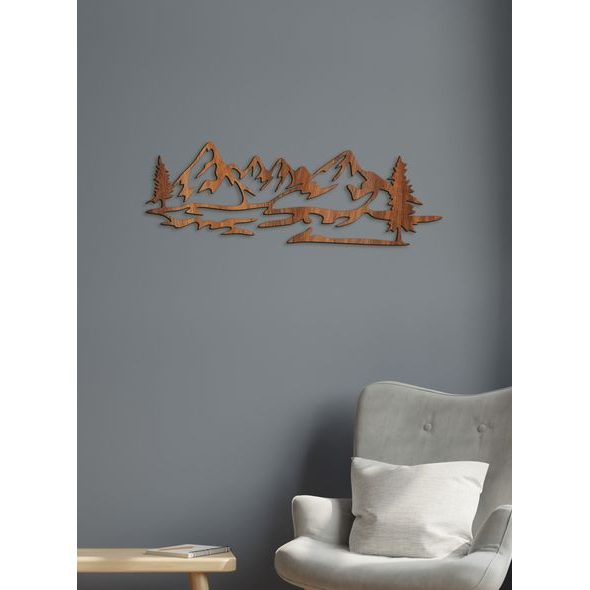 Dřevěný obraz Silueta hor