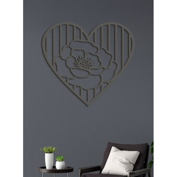 Dřevěný obrázek růže v srdci