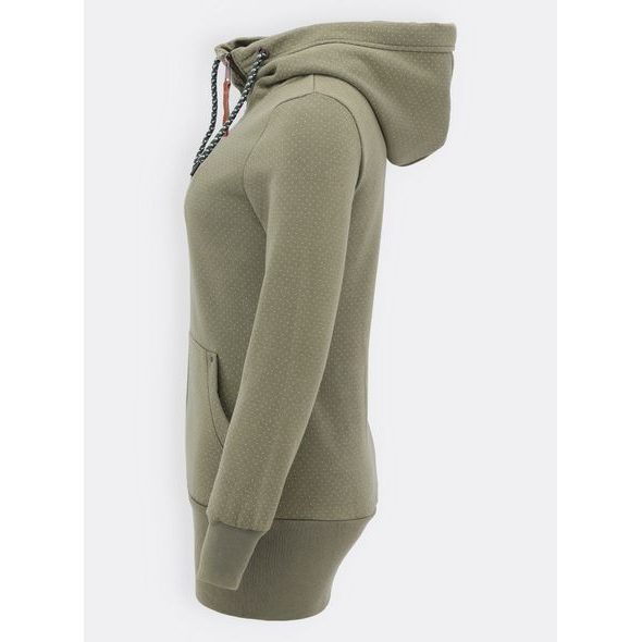 Prodloužená tečkovaná mikina khaki