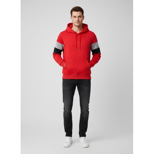 PÁNSKÁ VZOROVANÁ MIKINA ČERVENÁ