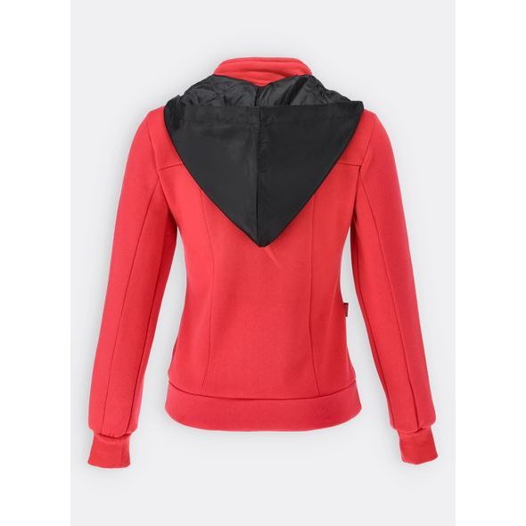 Dámska krátka mikina s kapucňou červená