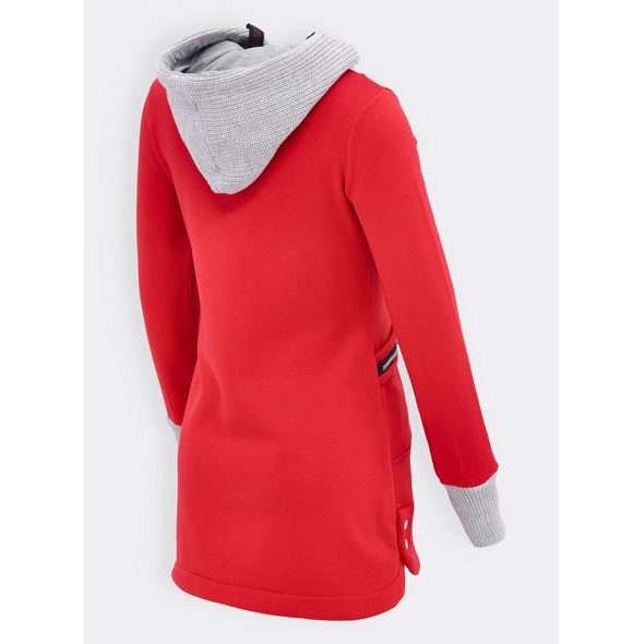 Dámská mikina s kapucí z úpletu červená