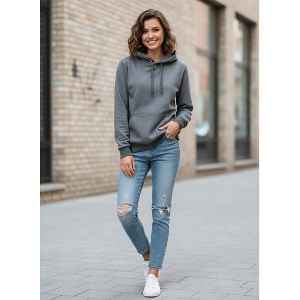 DÁMSKÁ MIKINA S KAPUCÍ GRAFITOVÁ