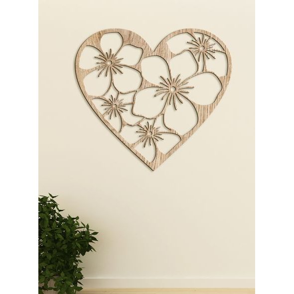 Dřevěný obraz Srdce plné květin