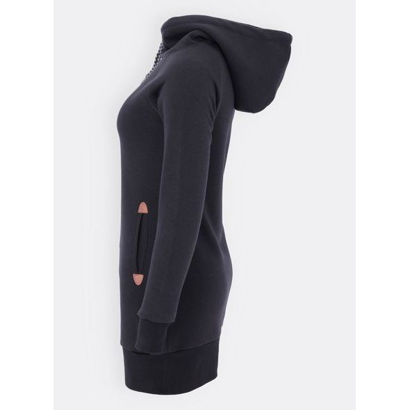 Dámská prodloužená mikina s kapucí černá