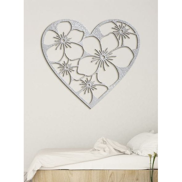 Dřevěný obraz Srdce plné květin