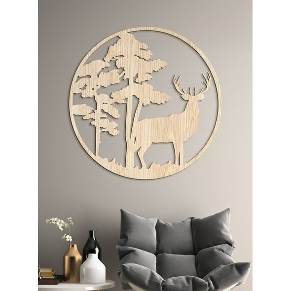 Dřevěný obraz Silueta jelena