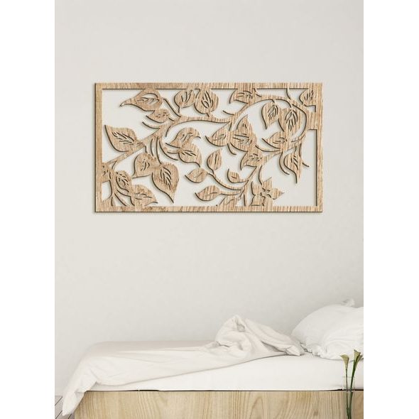 Dřevěný obraz na stěně Lístie