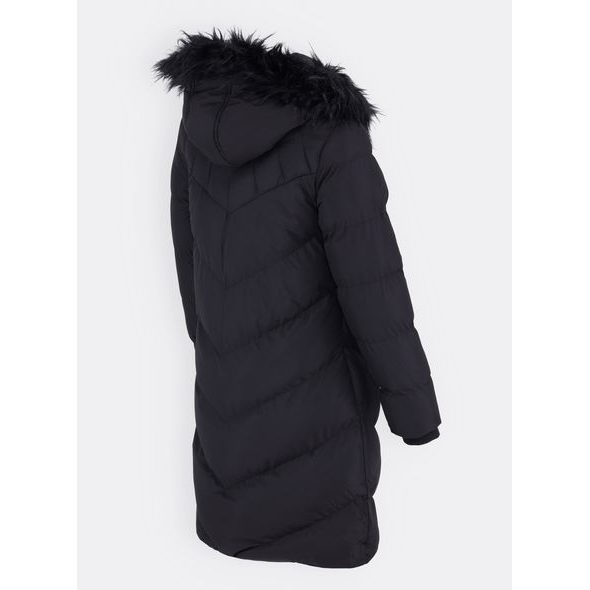 Dámská prošívaná bunda s kožešinou černá